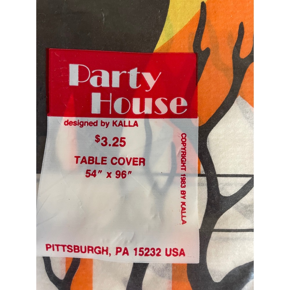 Vintage 1983 Halloween Party Set 2 Table Covers Black Cat Bats & Ghost Napkins - Picture 7 of 13